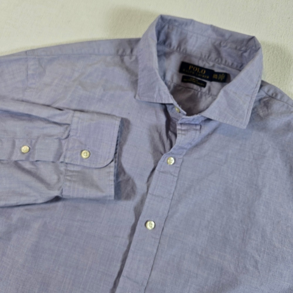 Polo Ralph Lauren Button Down Shirt Mens XXL Light Purple Slim Stretch‎ Cotton